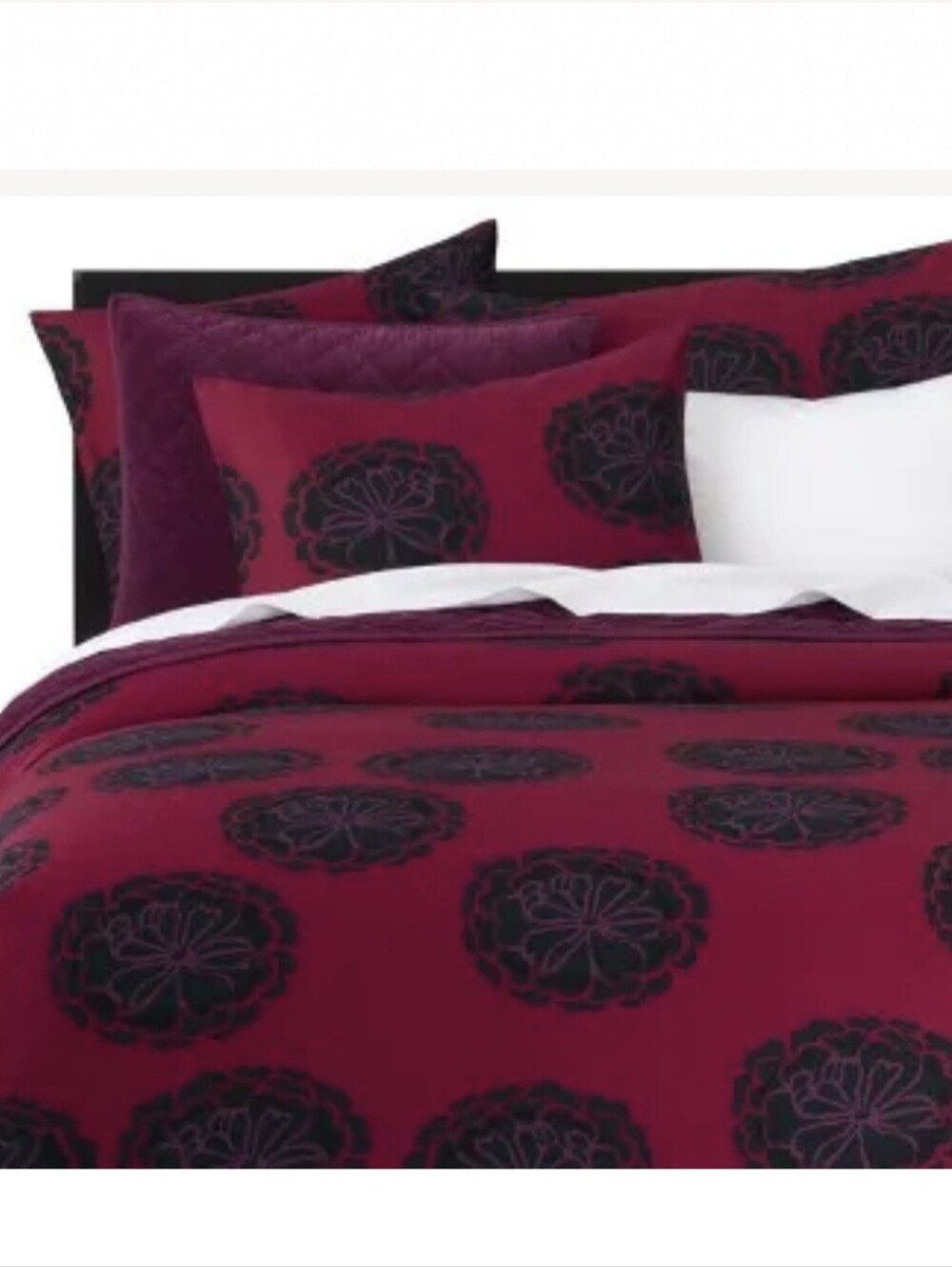 VTG Crate&Barrel King Duvet Cover Jewel Toned Ruby "Poloneesi" Cotton Merimekko